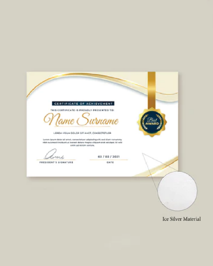 Ice Sliver Certificates - ( 25pcs ) شهادة ورق ايس سيلفر (٢٥ حبة)